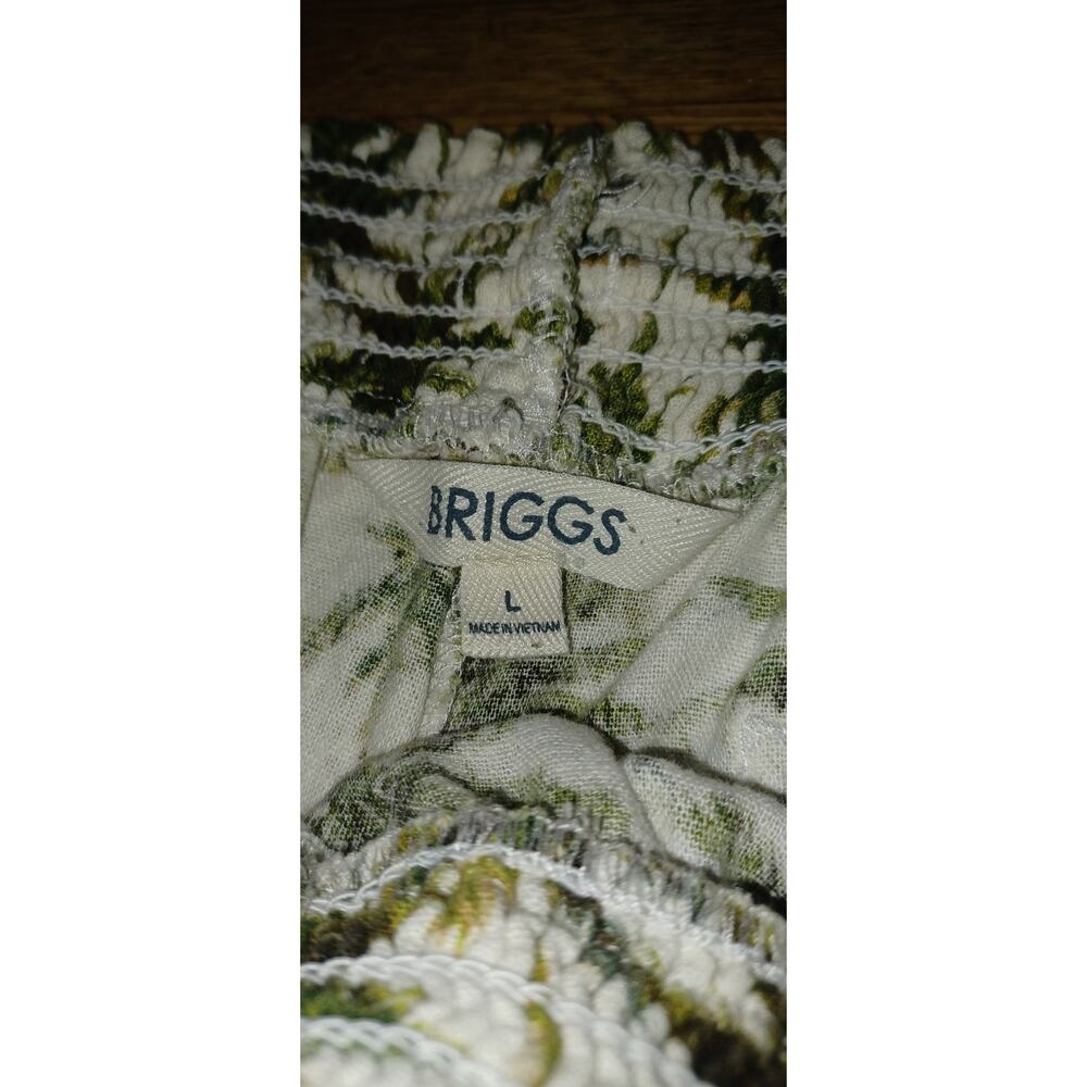 Briggs Shorts Linen Blend Palm Tree Print Ladder Stitch on Pockets Women's Large - Picture 5 of 6